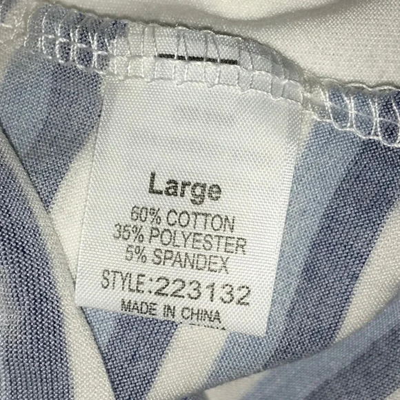 Poof Striped Racerback Tank Top White Blue Shirt L - Picture 5 of 5